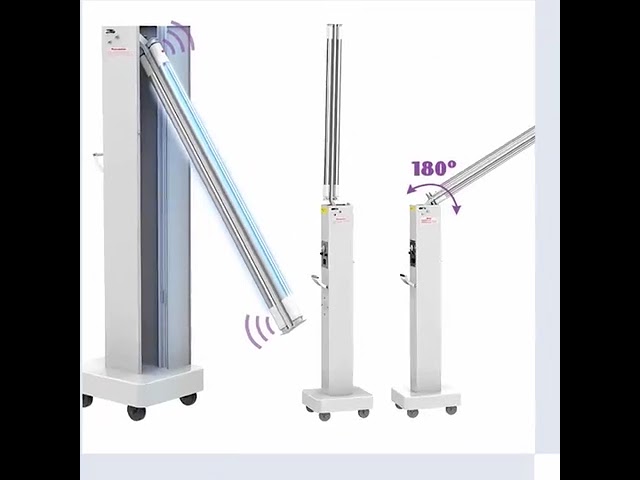Firmenvideos über 60W Sterilizer Wheel Germicidal Lamp UVC Light Sterilization Hospital UV Disinfection Trolley